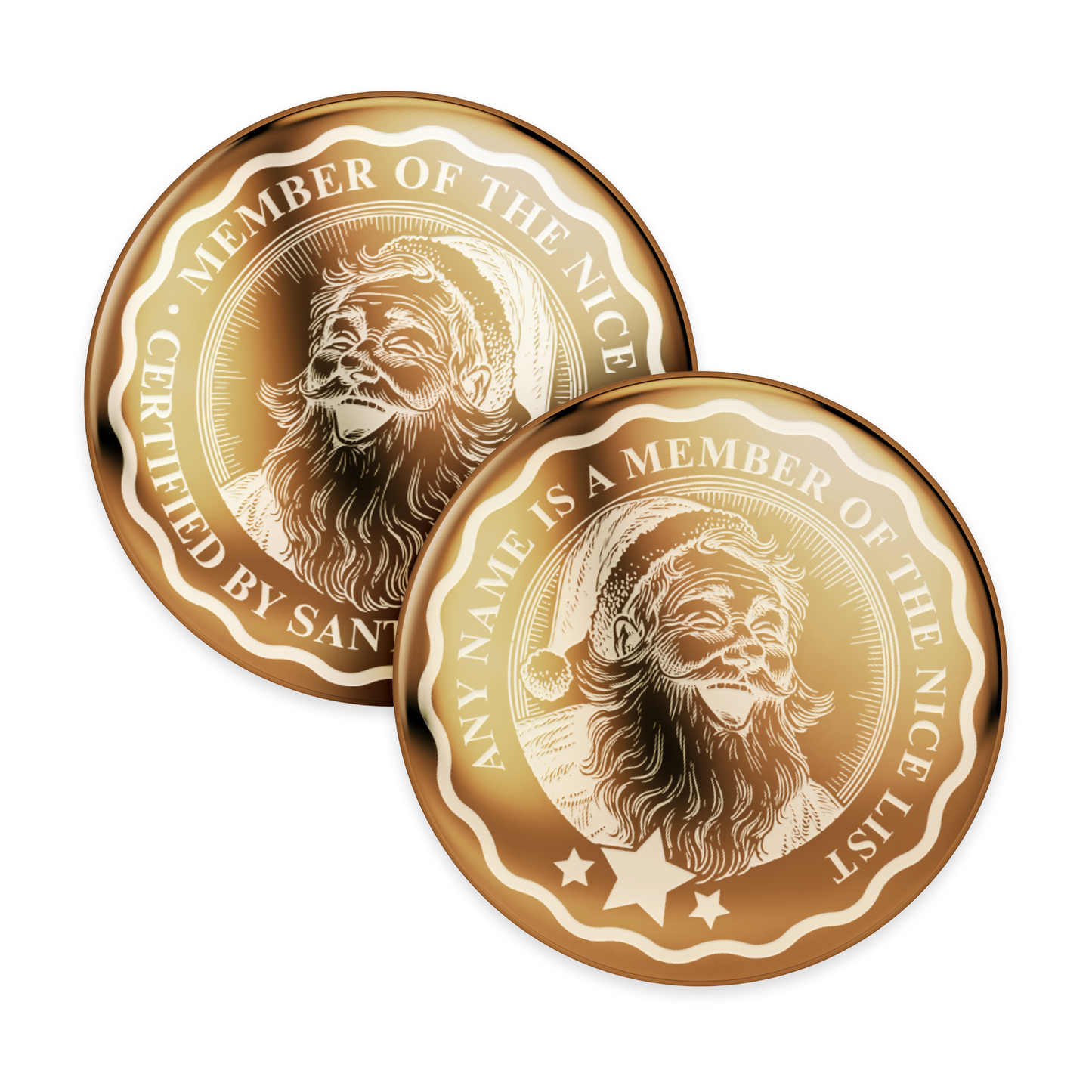 Nice List - Vintage Santa: Official Nice List Member Coin  Personalised Christmas Gift from Santa, Custom Christmas Token, Stocking Filler