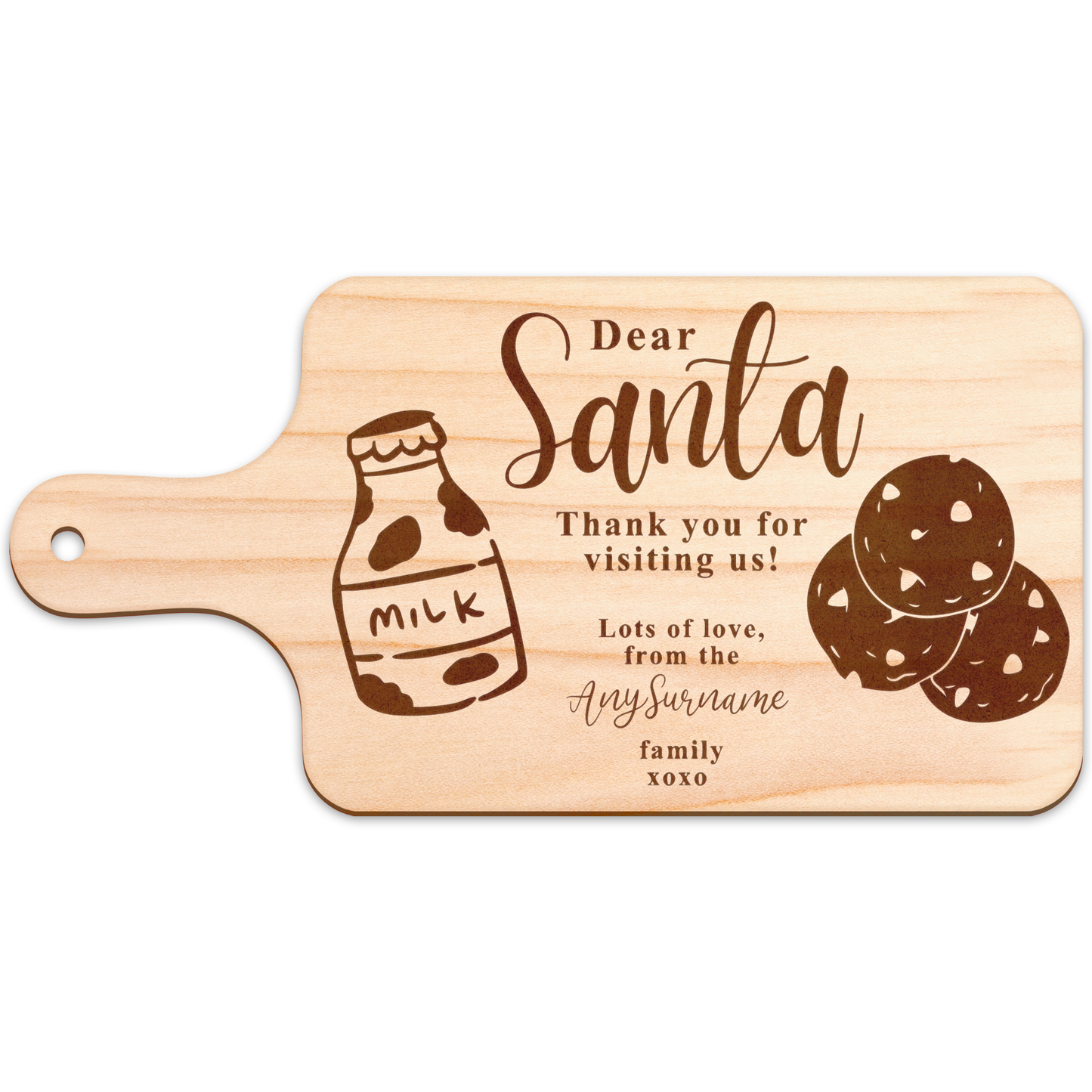 Personalised Christmas Eve Santa Treat Board 1  Milk & Cookies Tray | Custom Family Name Christmas Plate | Kids Santa Snack Board Tradition