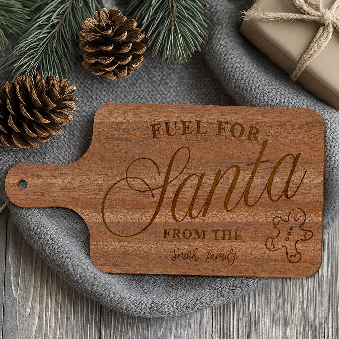 Personalised Christmas Eve Santa Treat Board 2 - Fuel for Santa Milk & Cookies Treat Plate | Custom Family Name Tray | Festive Keepsake Gift