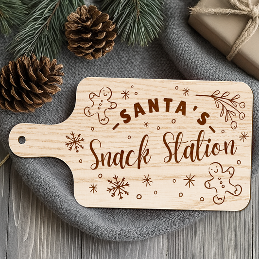 Santa Snack Station Board 1: Christmas Eve Tradition Treat Tray for Santa | Custom Christmas Milk & Cookies Plate | Keepsake Gift For Kids
