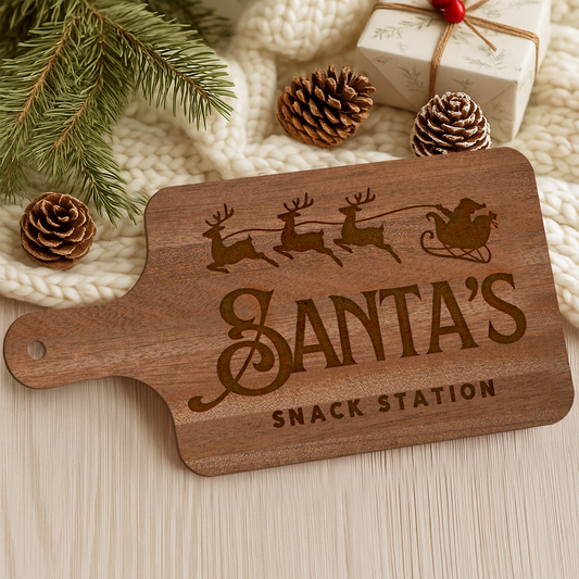 Santa Snack Station Board 2: Christmas Eve Tradition Treat Tray for Santa | Custom Christmas Milk & Cookies Plate | Keepsake Gift For Kids