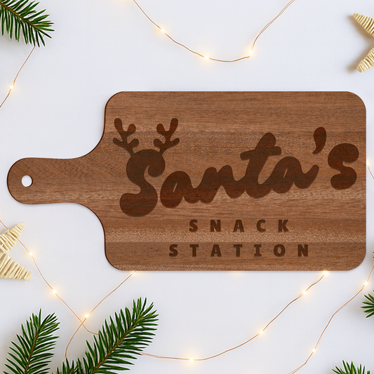 Santa Snack Station Treat Board 3: Reindeer Antlers Christmas Eve Tradition Tray | Custom Milk & Cookies Plate | Keepsake Gift For Kids