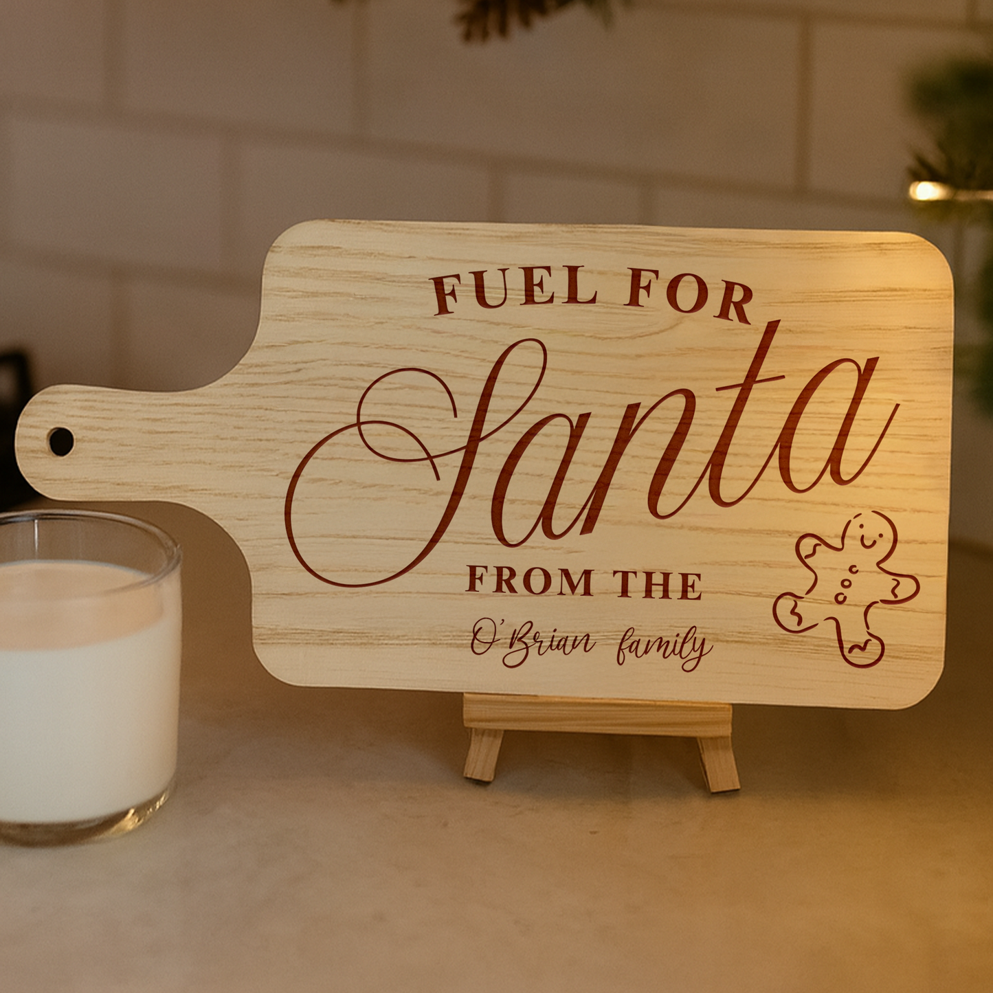 Personalised Christmas Eve Santa Treat Board 2 - Fuel for Santa Milk & Cookies Treat Plate | Custom Family Name Tray | Festive Keepsake Gift