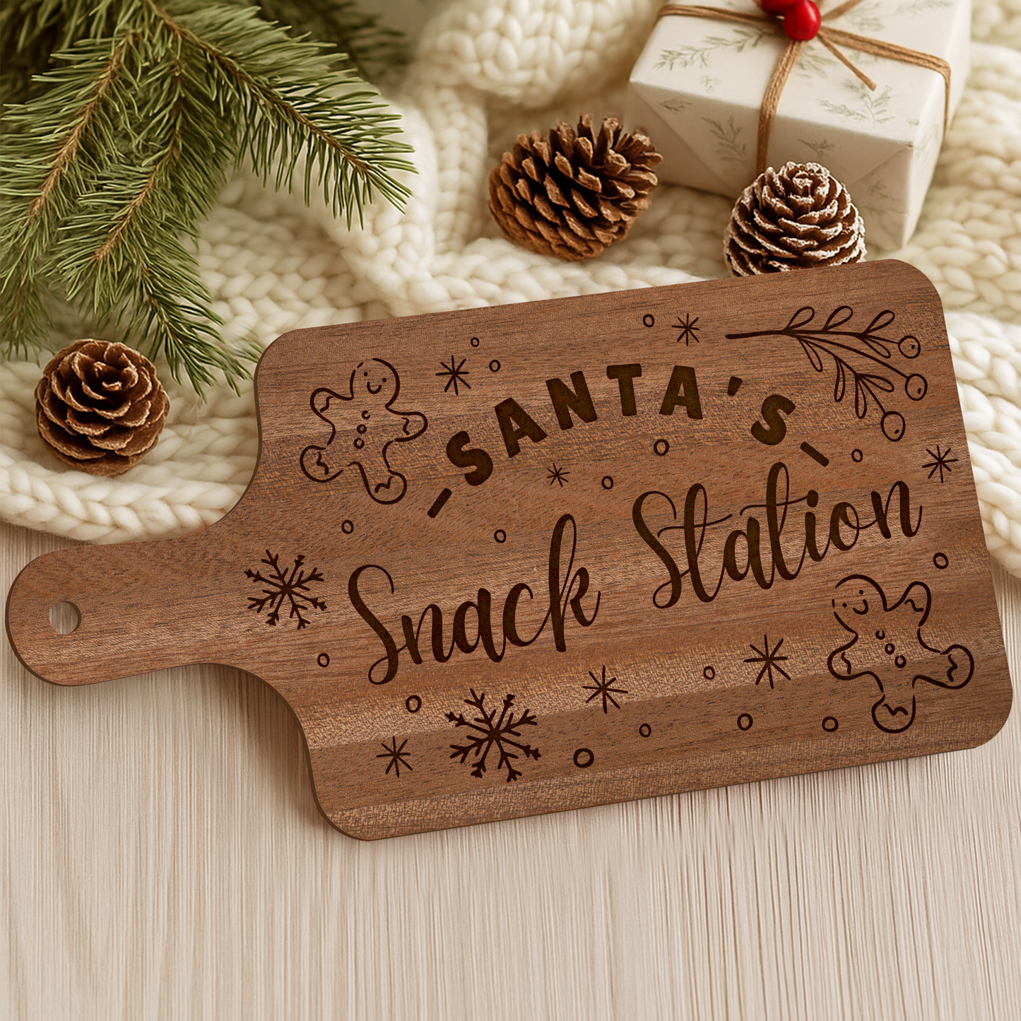 Santa Snack Station Board 1: Christmas Eve Tradition Treat Tray for Santa | Custom Christmas Milk & Cookies Plate | Keepsake Gift For Kids