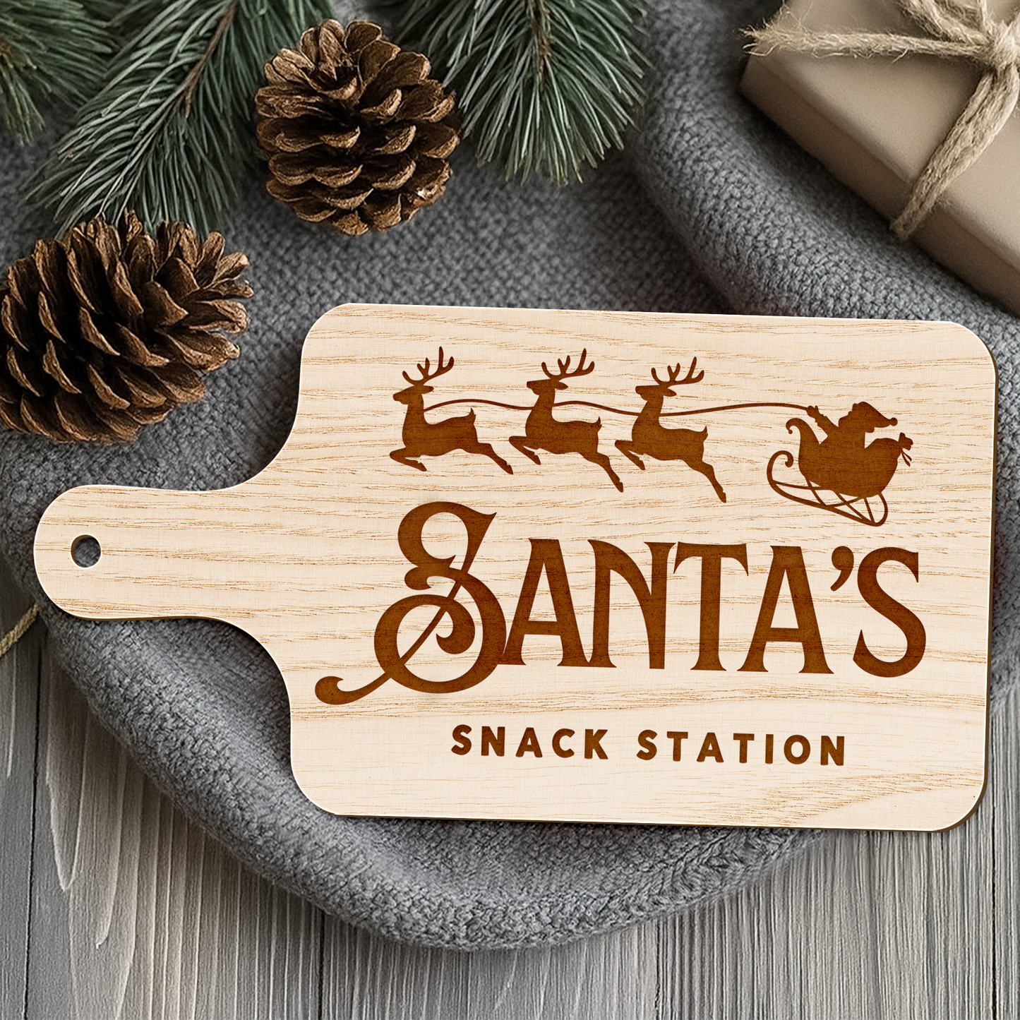 Santa Snack Station Board 2: Christmas Eve Tradition Treat Tray for Santa | Custom Christmas Milk & Cookies Plate | Keepsake Gift For Kids