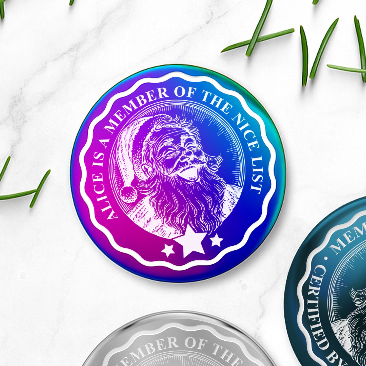 Nice List - Vintage Santa: Official Nice List Member Coin  Personalised Christmas Gift from Santa, Custom Christmas Token, Stocking Filler