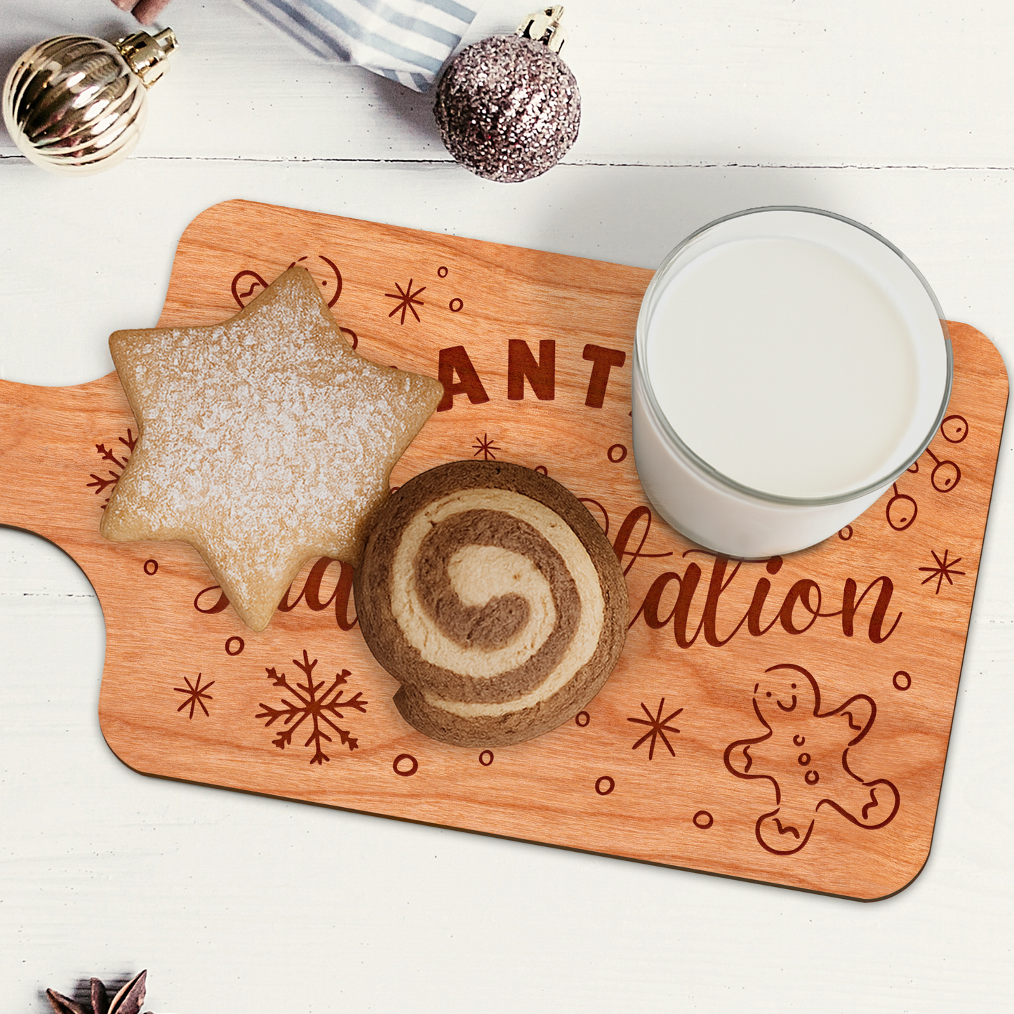 Santa Snack Station Board 1: Christmas Eve Tradition Treat Tray for Santa | Custom Christmas Milk & Cookies Plate | Keepsake Gift For Kids