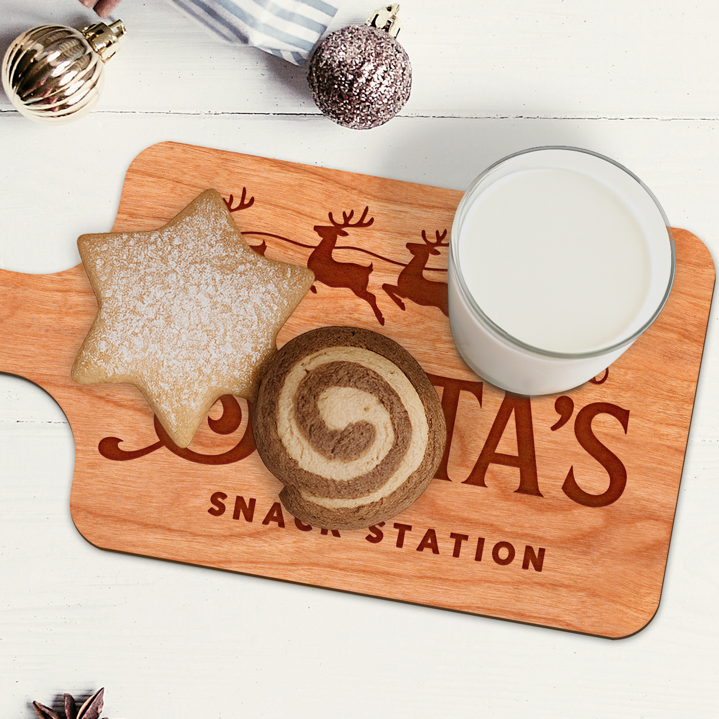 Santa Snack Station Board 2: Christmas Eve Tradition Treat Tray for Santa | Custom Christmas Milk & Cookies Plate | Keepsake Gift For Kids