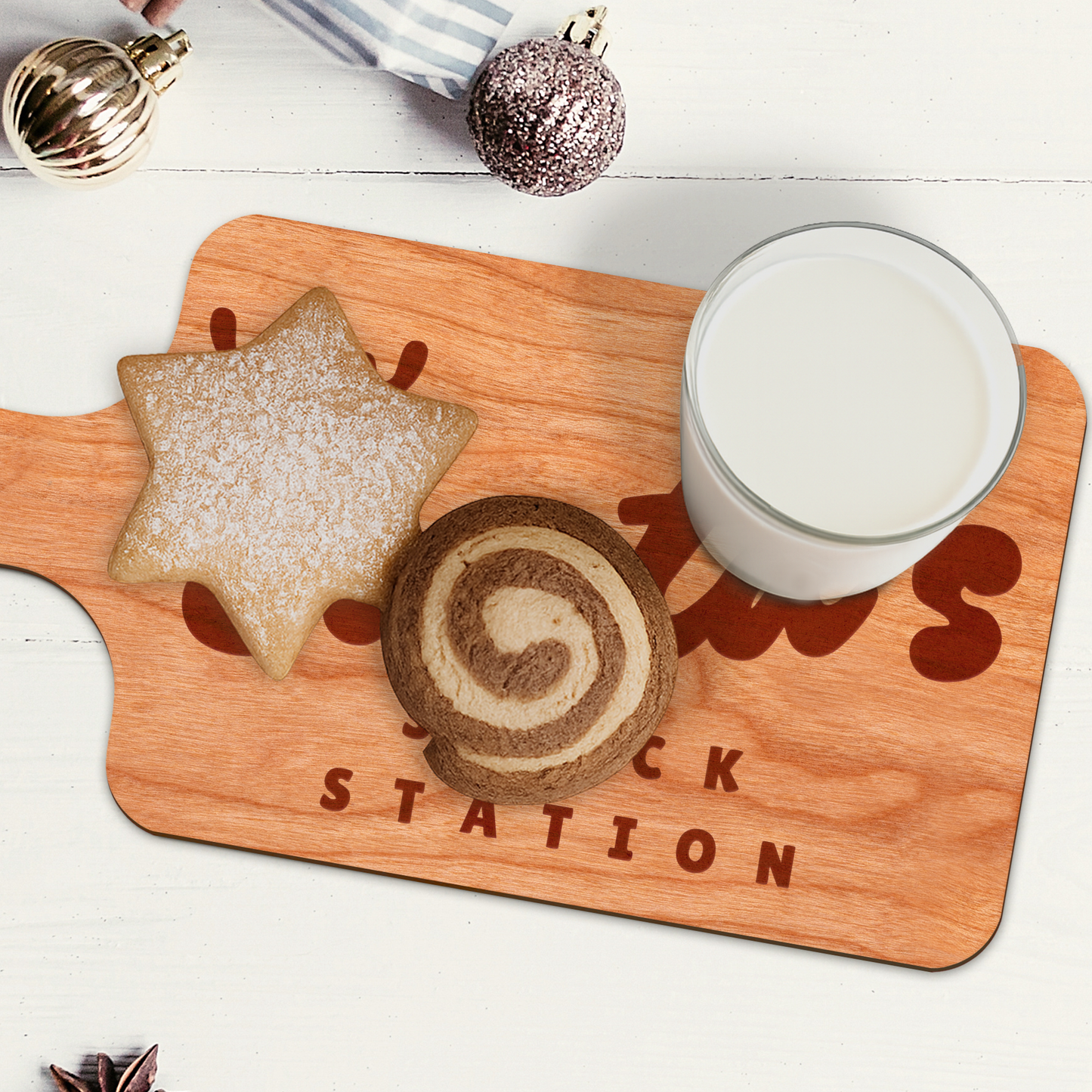 Santa Snack Station Treat Board 3: Reindeer Antlers Christmas Eve Tradition Tray | Custom Milk & Cookies Plate | Keepsake Gift For Kids
