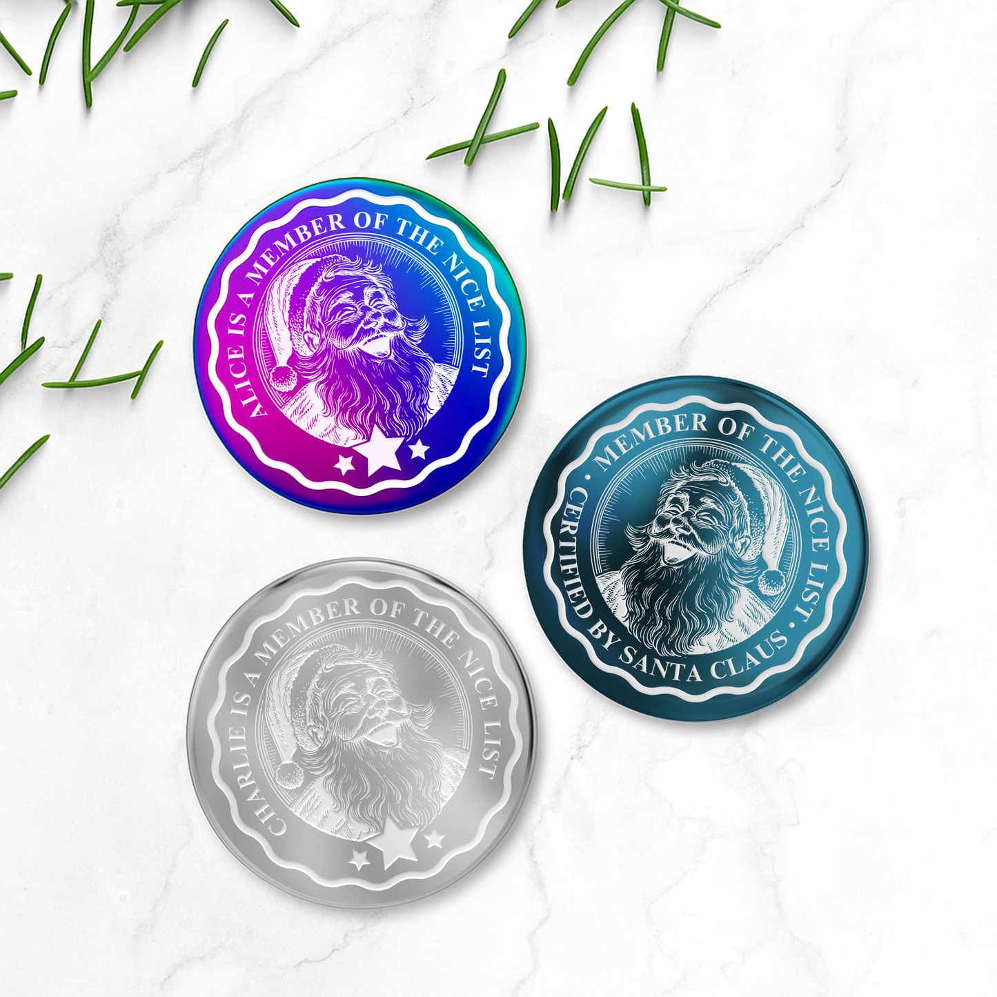 Nice List - Vintage Santa: Official Nice List Member Coin  Personalised Christmas Gift from Santa, Custom Christmas Token, Stocking Filler