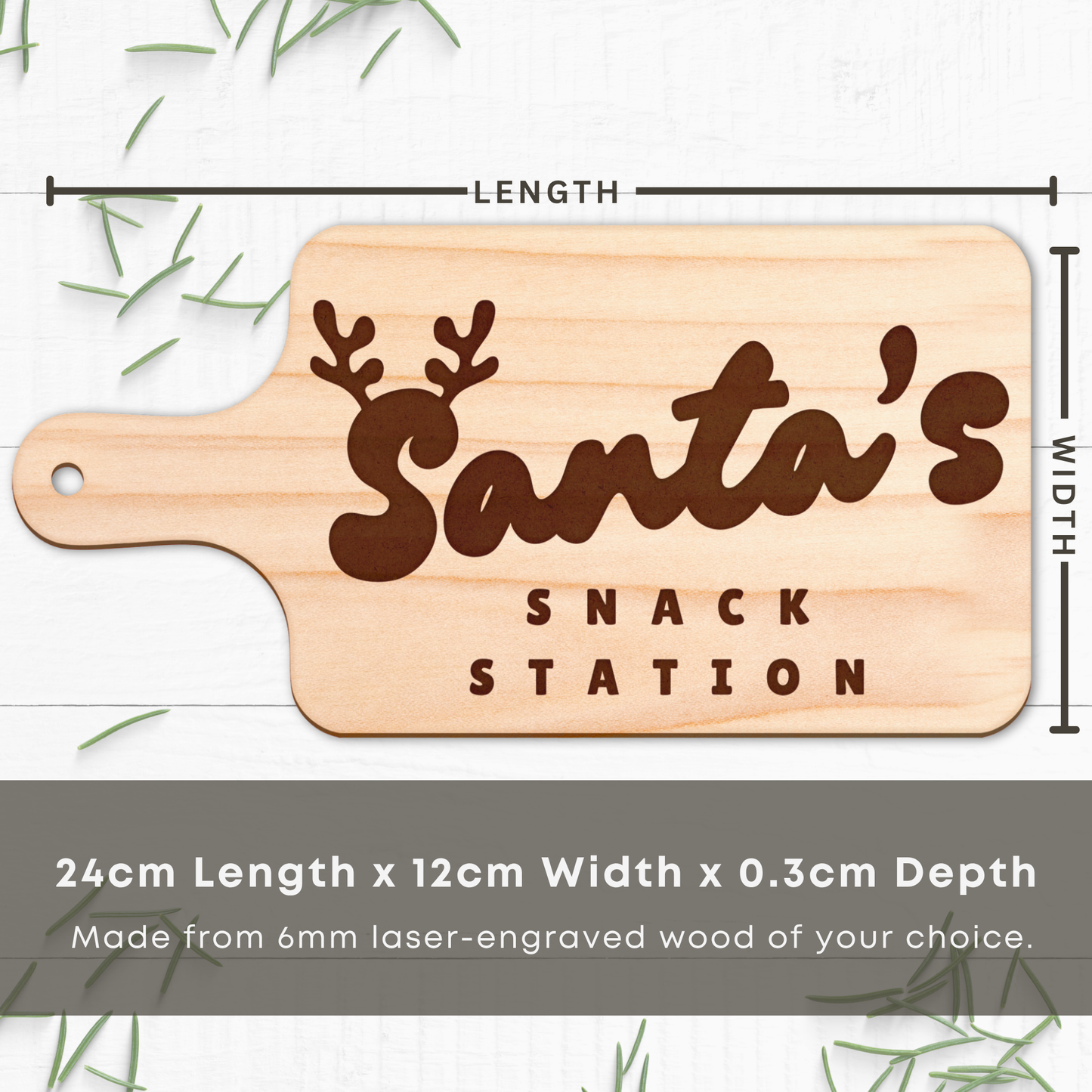 Santa Snack Station Treat Board 3: Reindeer Antlers Christmas Eve Tradition Tray | Custom Milk & Cookies Plate | Keepsake Gift For Kids