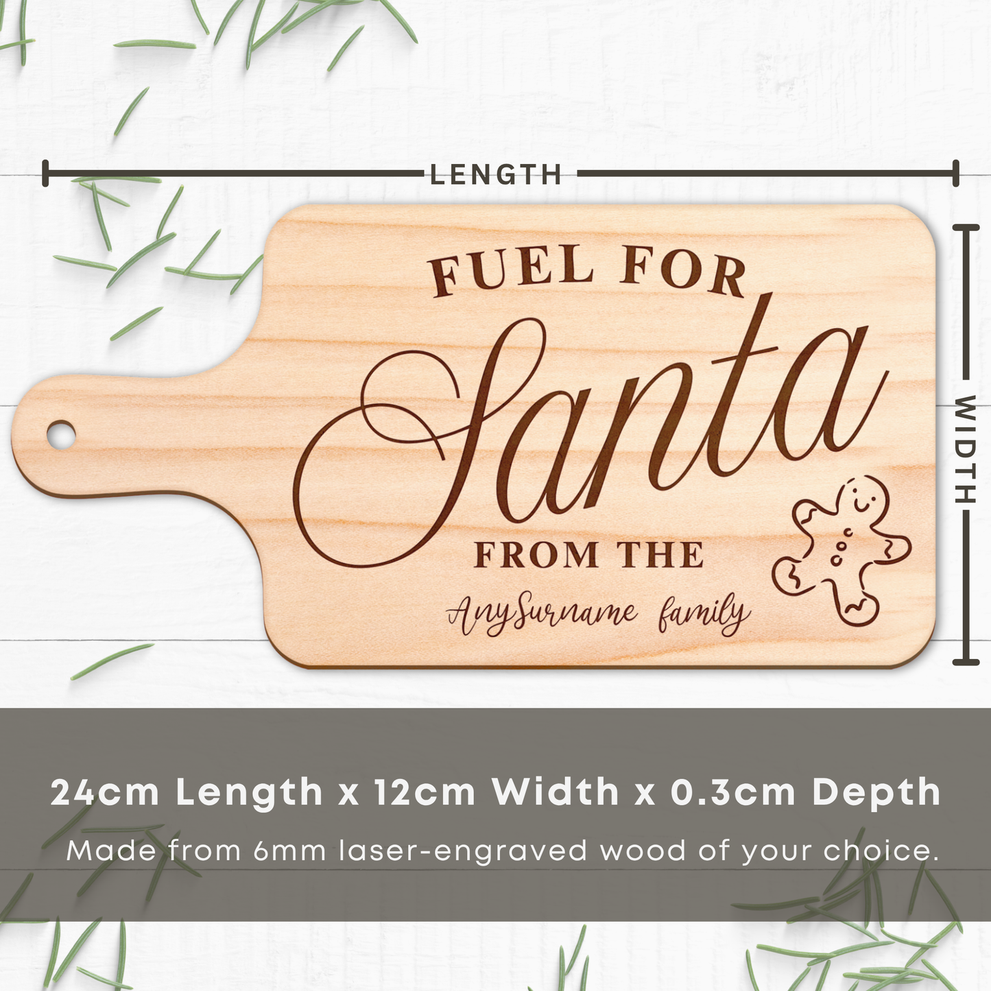 Personalised Christmas Eve Santa Treat Board 2 - Fuel for Santa Milk & Cookies Treat Plate | Custom Family Name Tray | Festive Keepsake Gift
