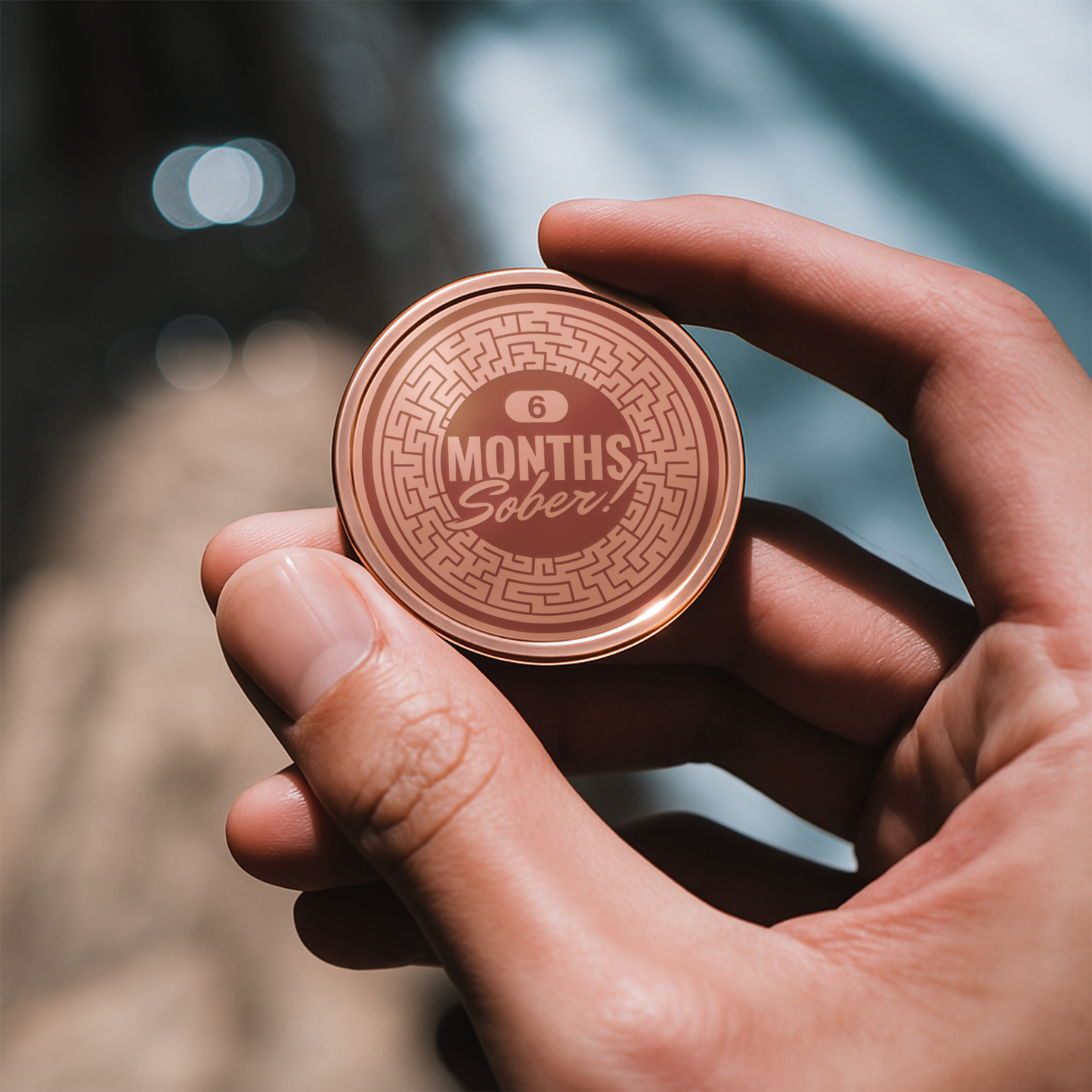 Sobriety Coin - Maze: Custom Sobriety Token, Personalised Milestone, AA Chip, Sober Gift, EDC Recovery Reminder, Sober Keepsake