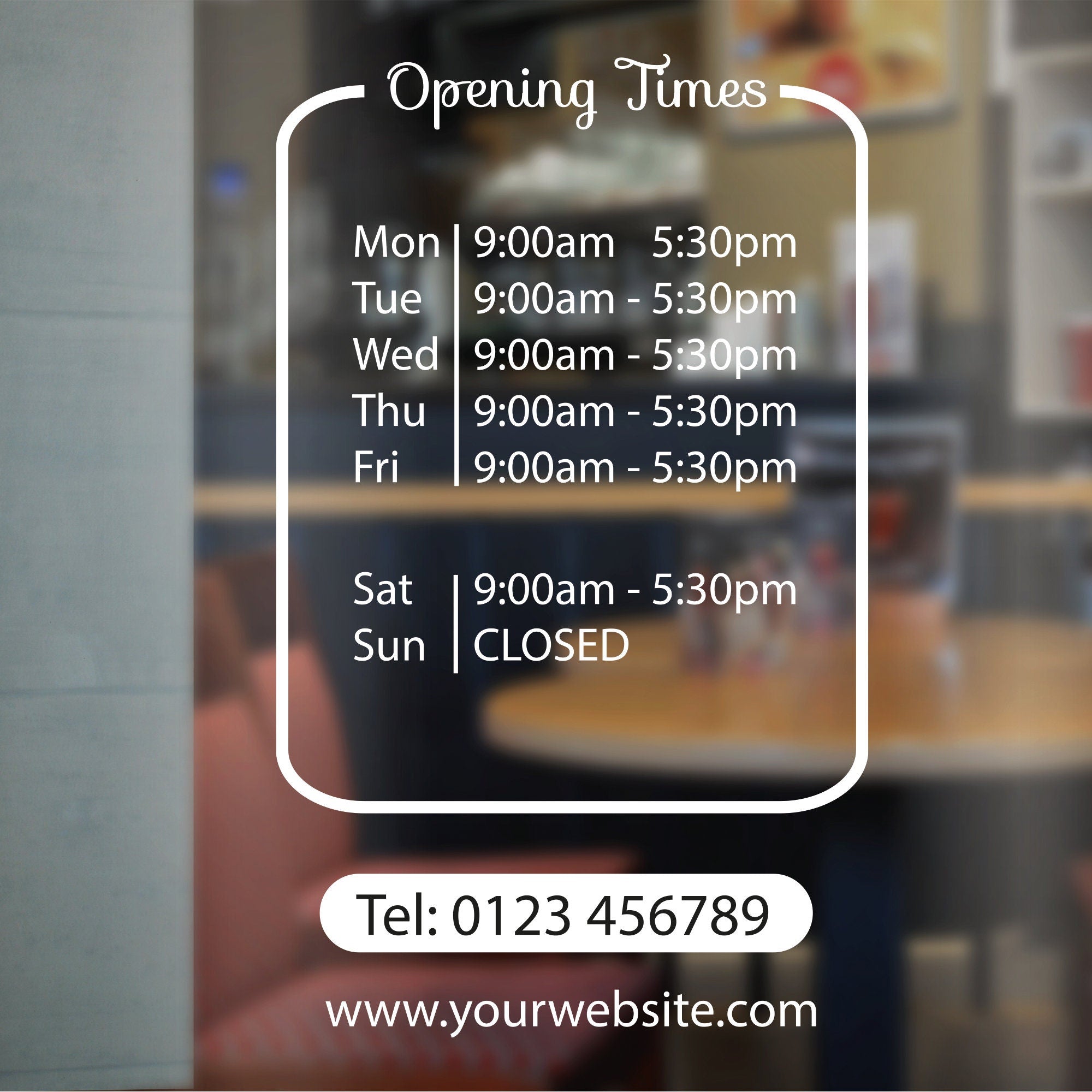 Shop Window Opening Hours Times Business Owner Personalised Open Close ...