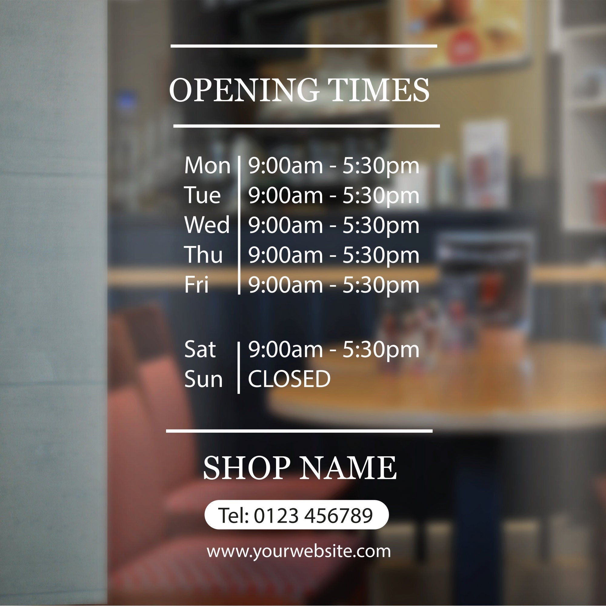 Opening Date Sticker Custom Shop Window Opening Times Sticker For Shop Front, Bar, Restaura ...