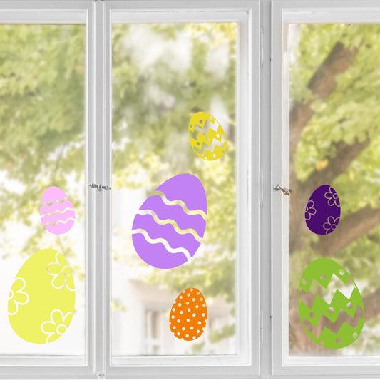 Easter Egg Window Sticker Set - 7 Eggs - vinyl sticker, Novelty Easter design, Window stickers, Easter windows, Easter Home Decor