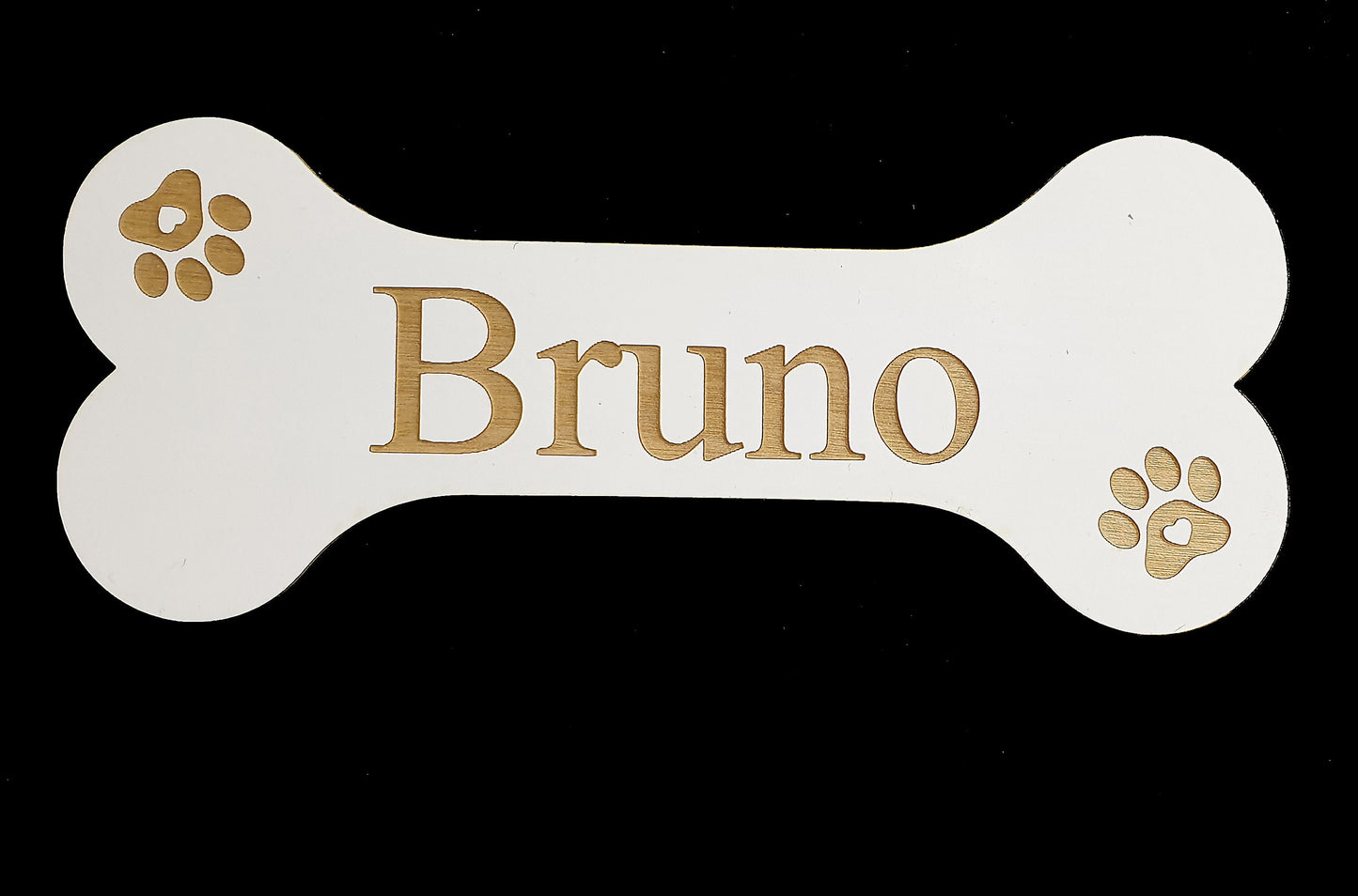 Dog Name Personalised Dog Sign Wooden Bone Shaped Sign Dog Bone Plaque Dog Bed/Cage Gift