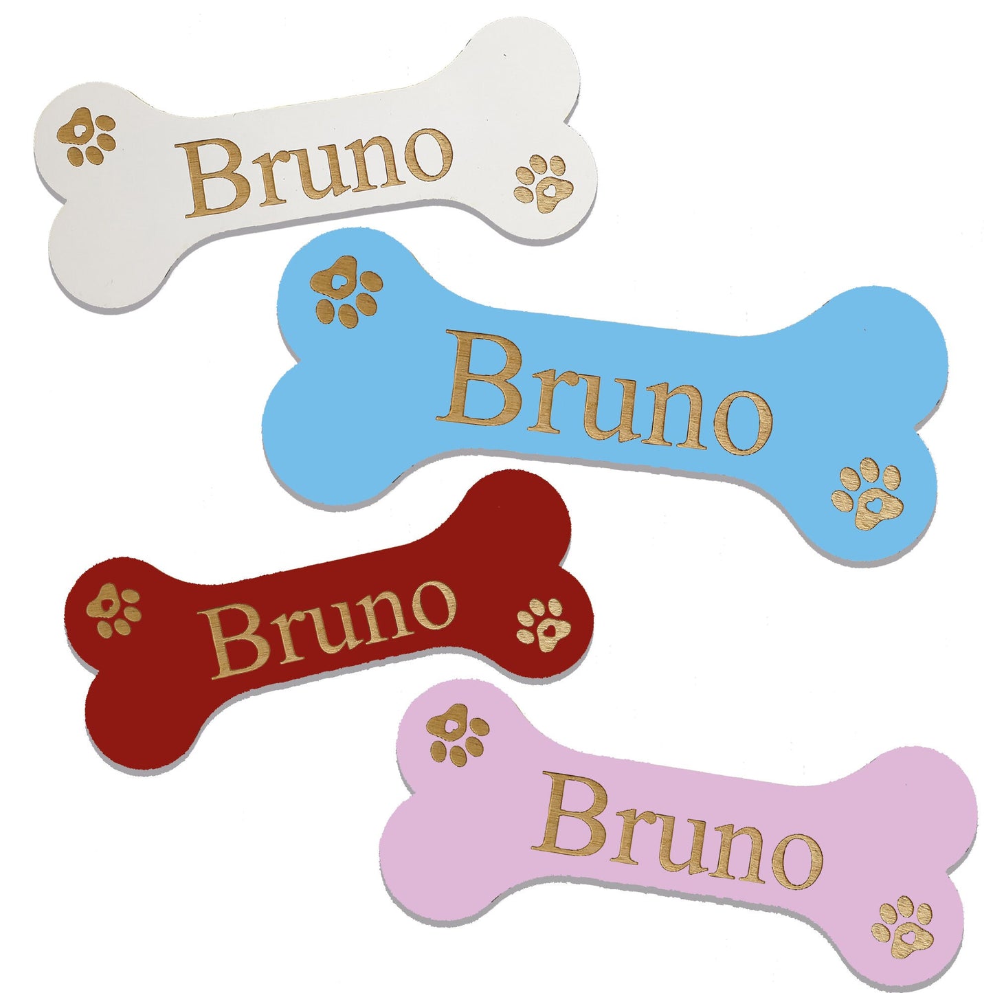 Dog Name Personalised Dog Sign Wooden Bone Shaped Sign Dog Bone Plaque Dog Bed/Cage Gift