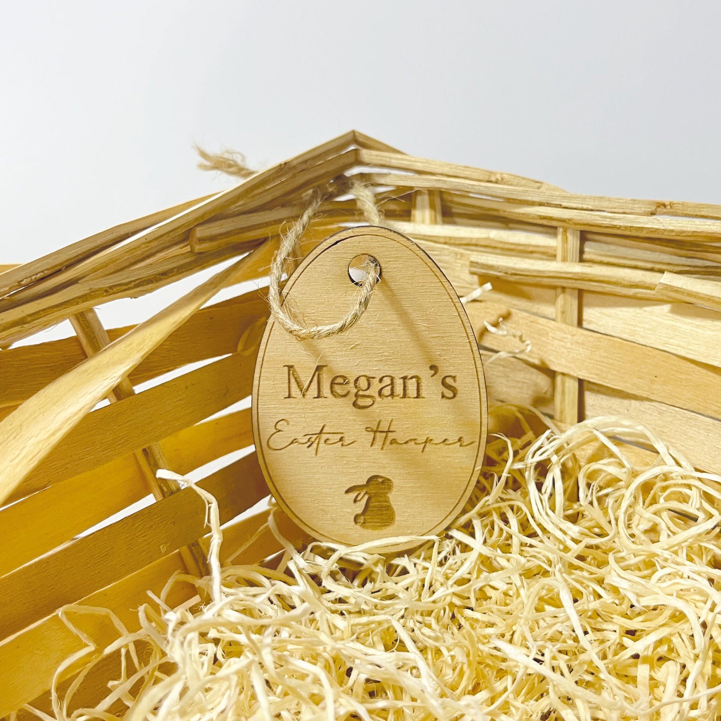 Personalised Wooden Easter Tag Egg Hamper Basket Name Tag Label Basket Tag
