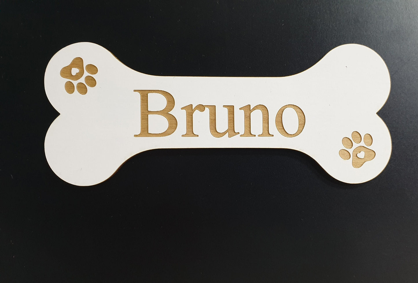 Dog Name Personalised Dog Sign Wooden Bone Shaped Sign Dog Bone Plaque Dog Bed/Cage Gift