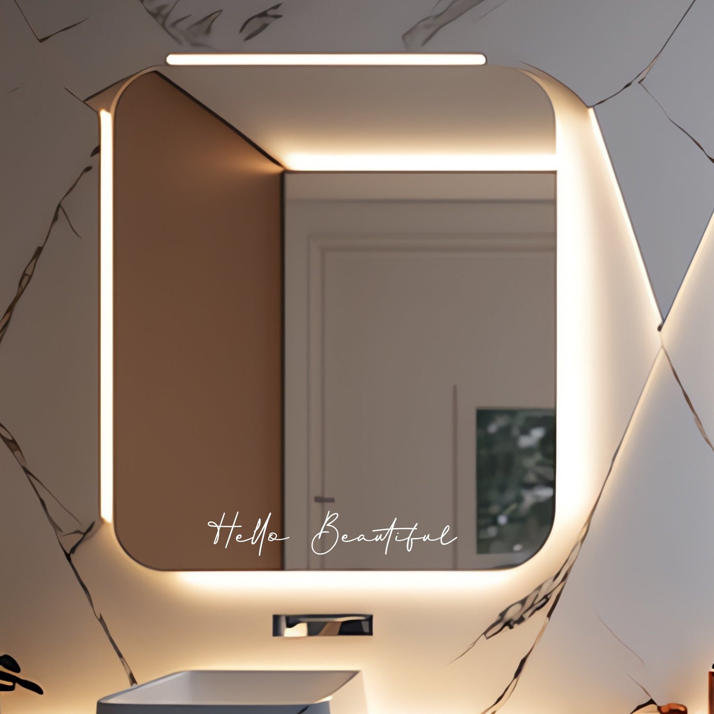 Mirror Sticker Decal Positive Mirror Hello Beautiful Stickers Vinyl decal