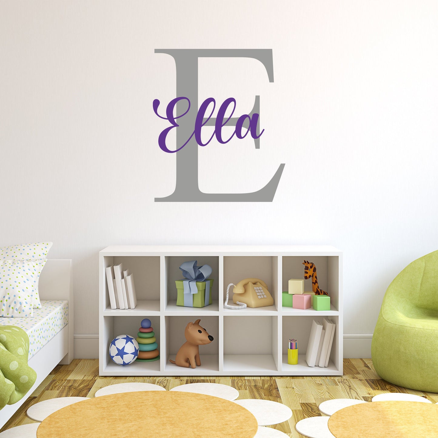 Personalised Bedroom Initial Name Wall Sticker Childrens bedroom playroom Decal