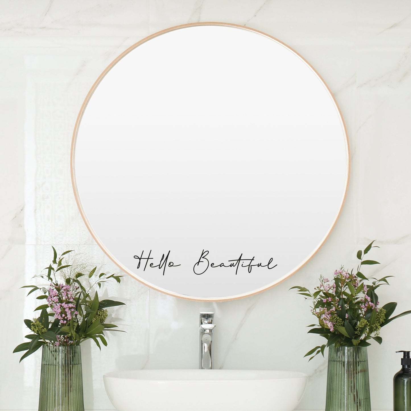 Mirror Sticker Decal Positive Mirror Hello Beautiful Stickers Vinyl decal