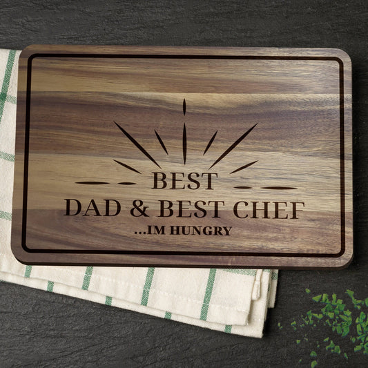 Best Dad & Best chef Funny Engraved Chopping Board - Personalised, I'm Hungry, Gift for dad, Father's day Chef kitchen Cooking Present