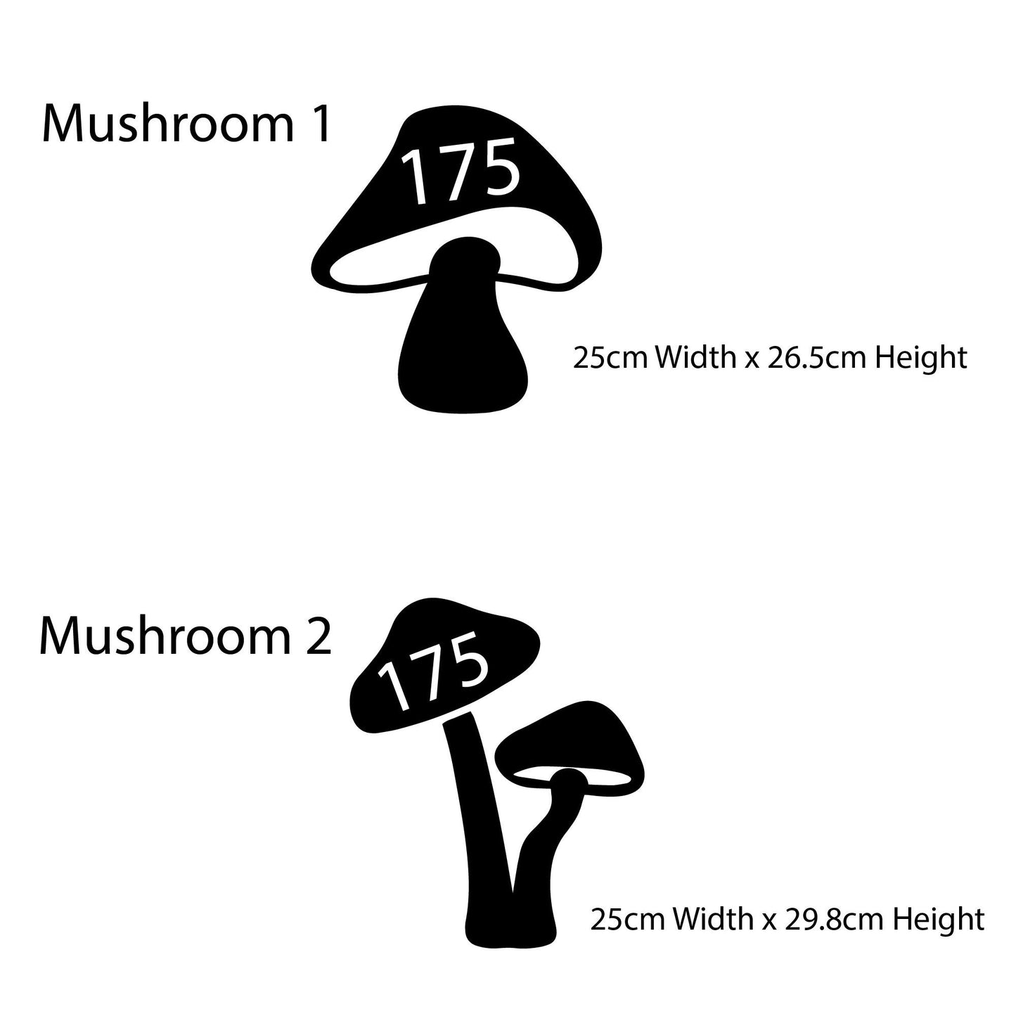Wheelie Bin Mushroom Silhouette Personalised Sticker Custom Number House Number Sticker Wheely Bin Dustbin