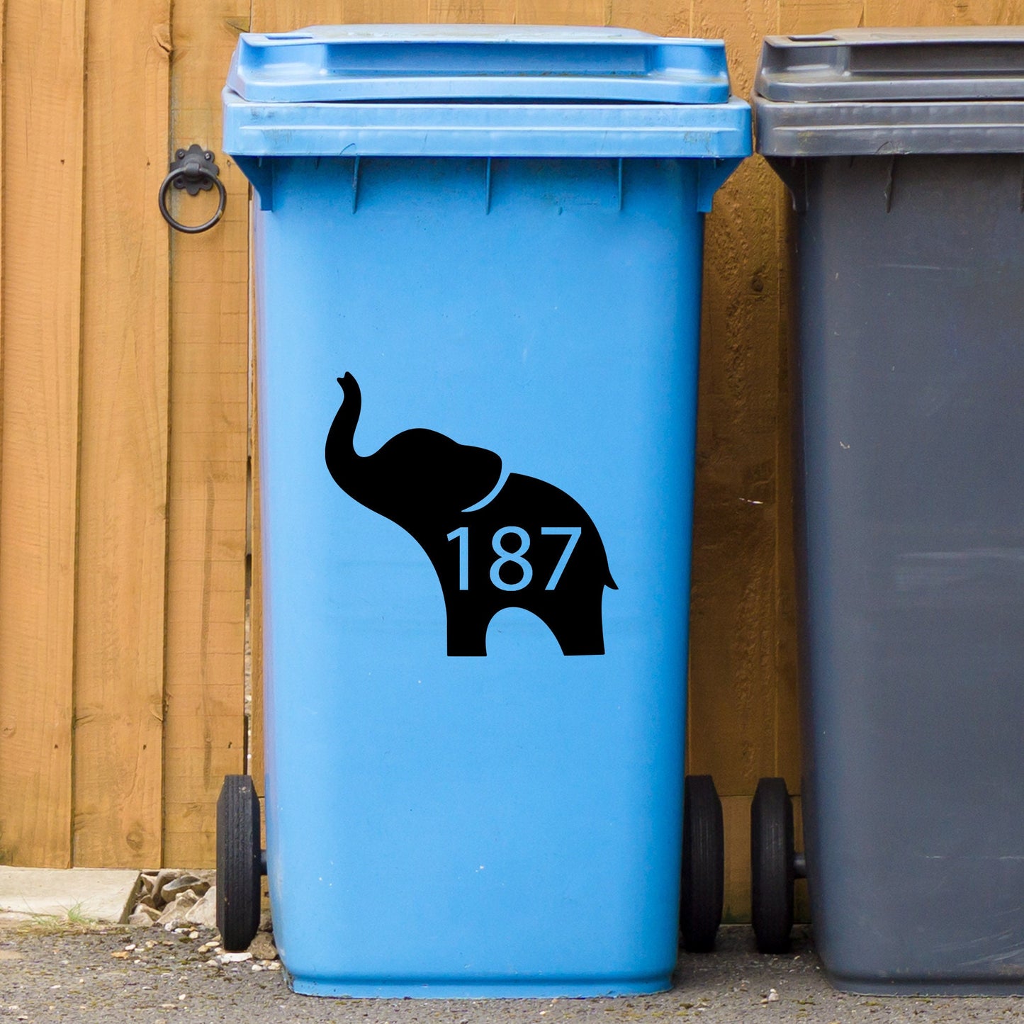 Elephant Wheelie Bin Sticker Personalised House Number Dustbin Wheely Bin, Custom Bin Sticker, Elephant Lover