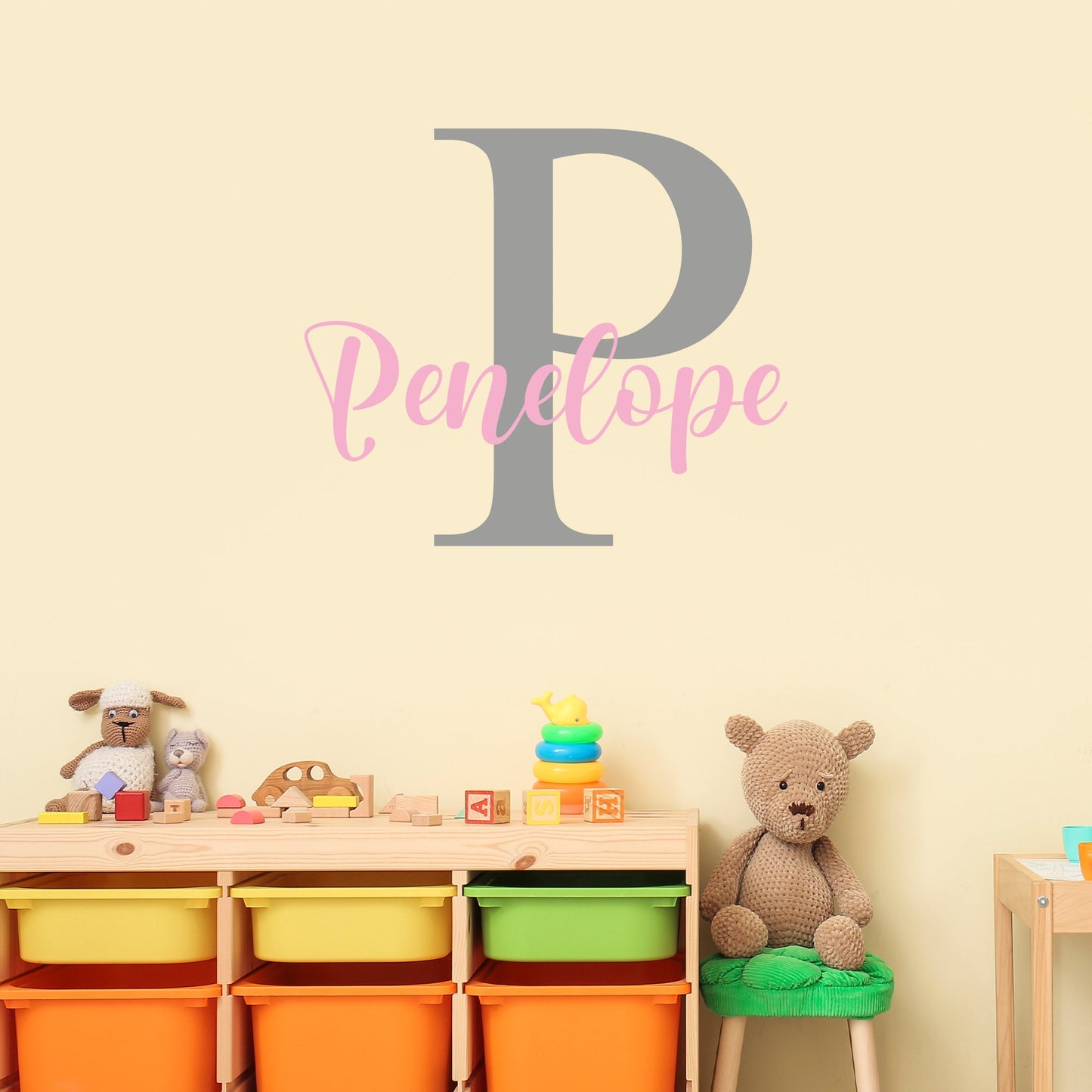 Personalised Bedroom Initial Name Wall Sticker Childrens bedroom playroom Decal
