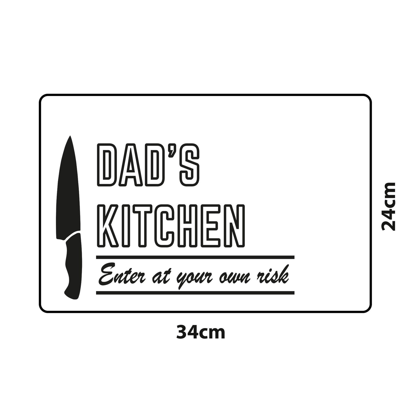 Dad's Kitchen Funny Engraved Chopping Board - Personalised Enter At Your Own Risk, Gift for dad, Father's day Chef kitchen Cooking Present