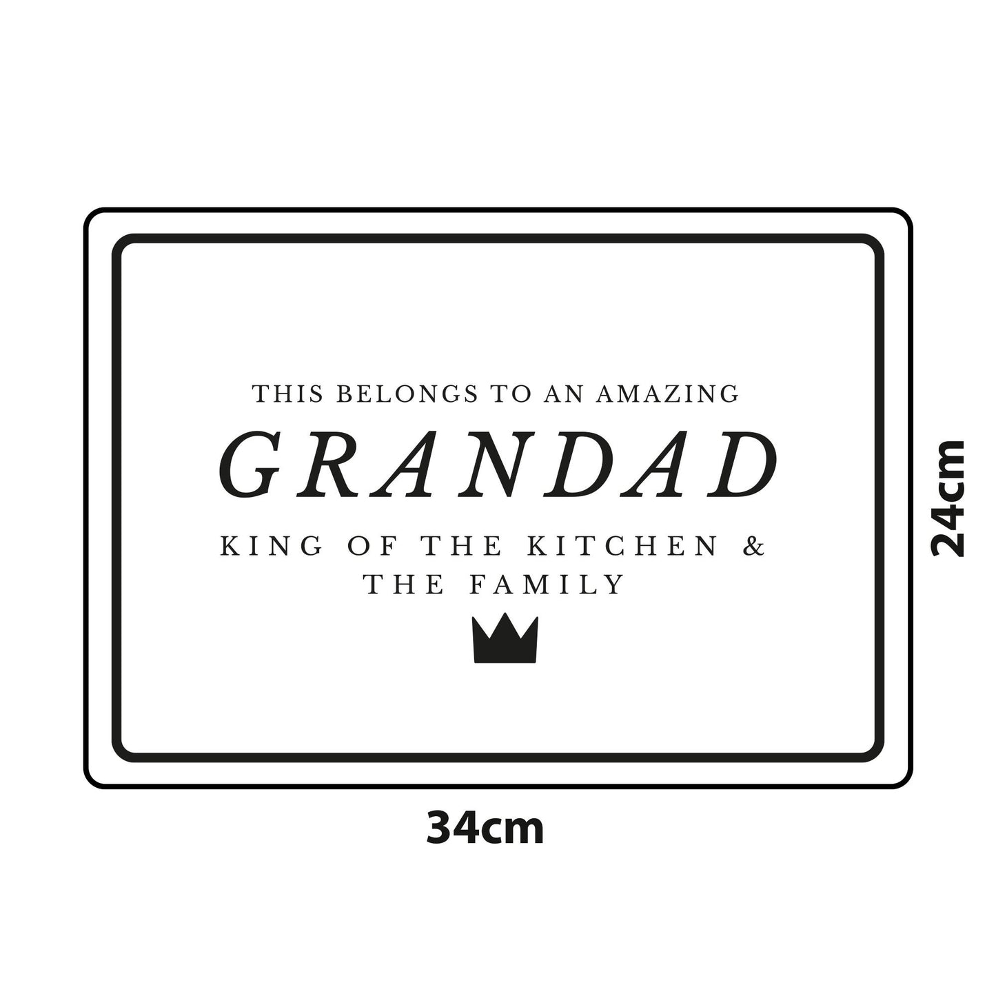 Father's Day Gift for Grandad Cute Engraved Chopping Board - Personalised, King 0f The Kitchen, Thoughtful Present For Grandad