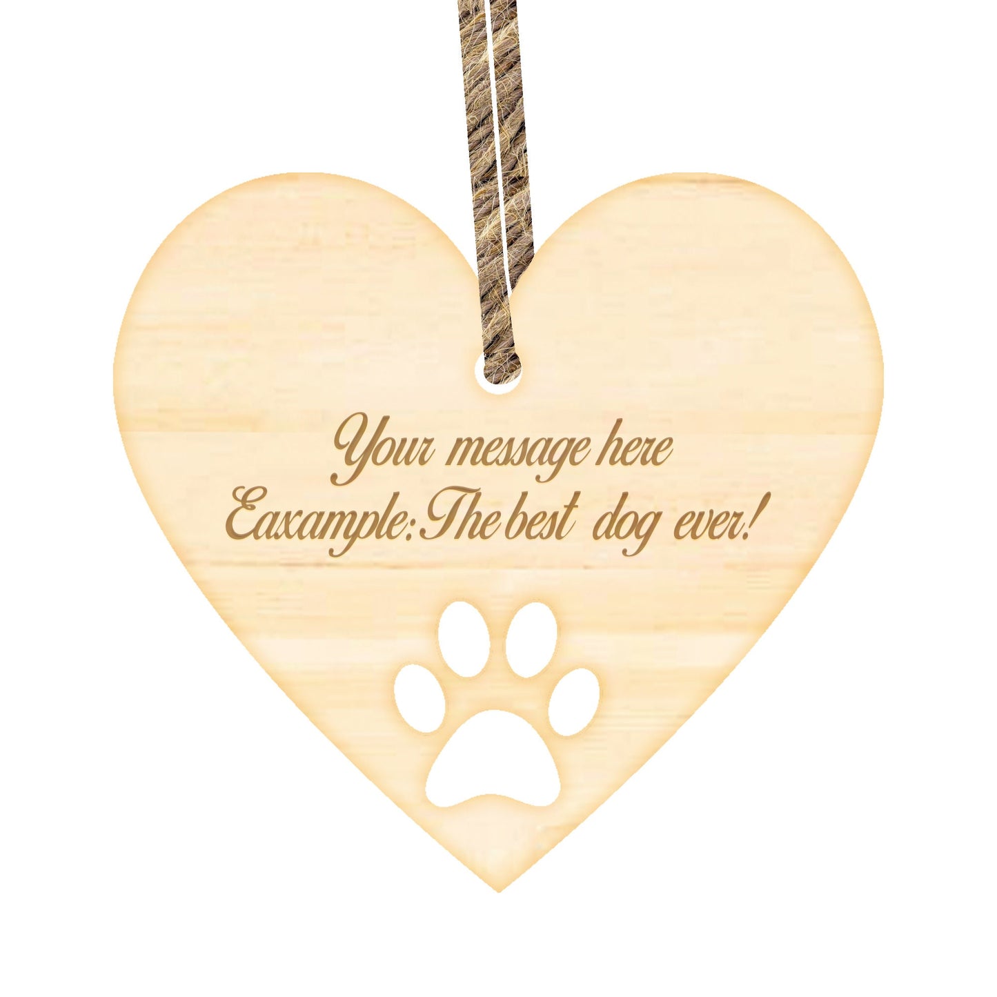 Personalised Engraved Wood Pet Name Heart Shaped Sign Ornament, Dog / Cat Name, Paw Print Plaque Pet Owner Gift, For Dog Or Cat