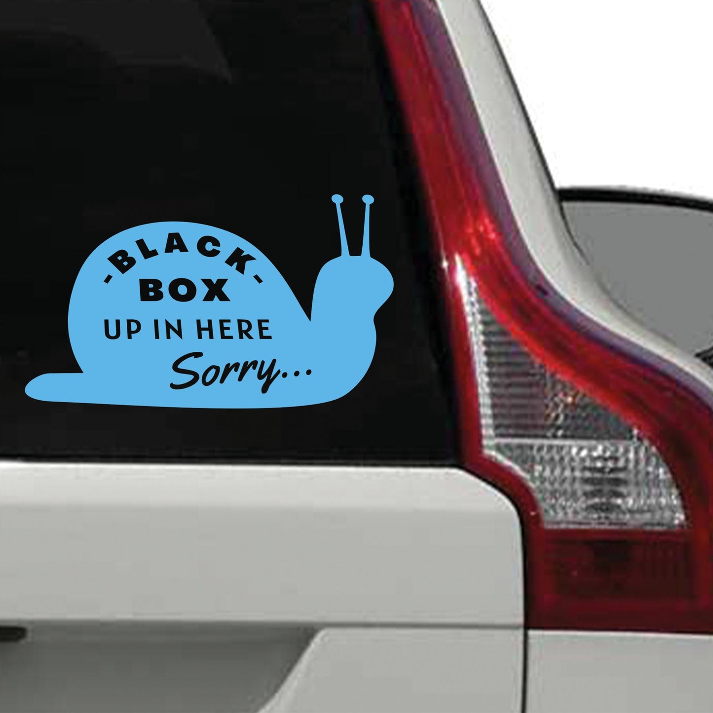 Black Box Snail Car Sticker - Funny Vinyl Decal For Car Bumper Or Rear Window, Slow car, Young Driver, Black Box Fitted, Passed Driving Test
