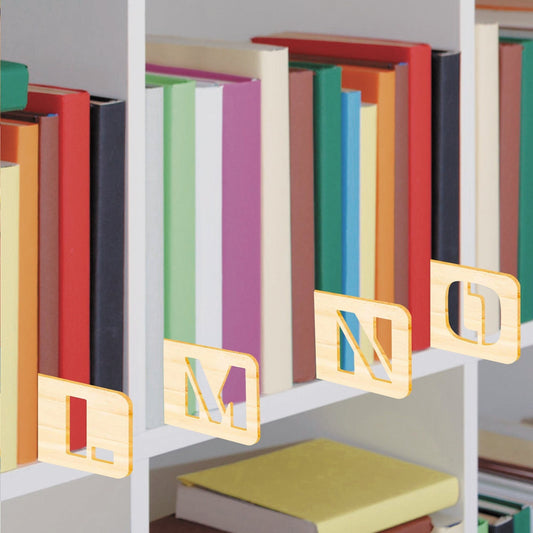 A-Z  Dividers For Books - Alphabetical Order, Wooden Markers, Organise, Book Separator, Storage Label, Book Shelf, Home Libary Gift