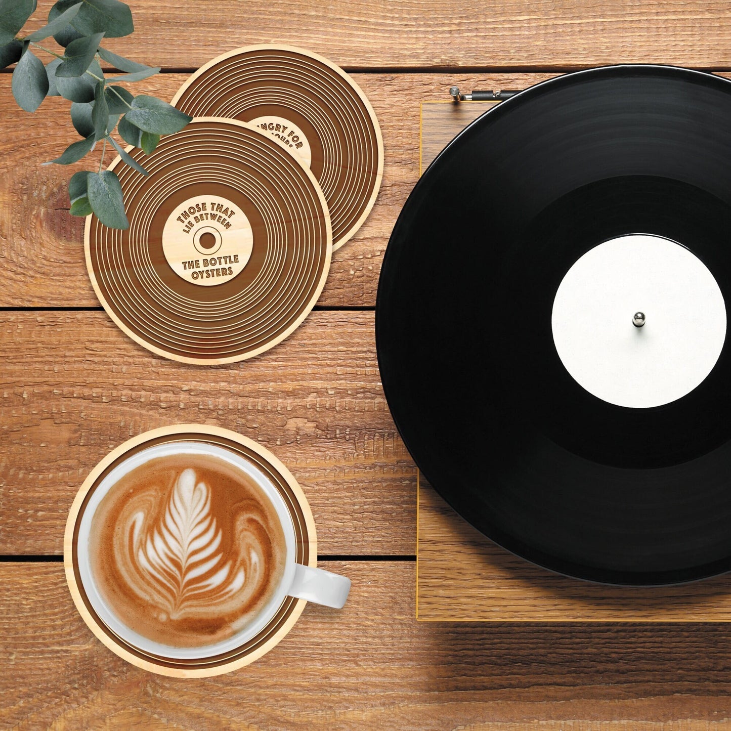 Personalised Vinyl Record Coaster - Any Album & Artist/Band Engraved Music Coaster Gift Set For Music Lover