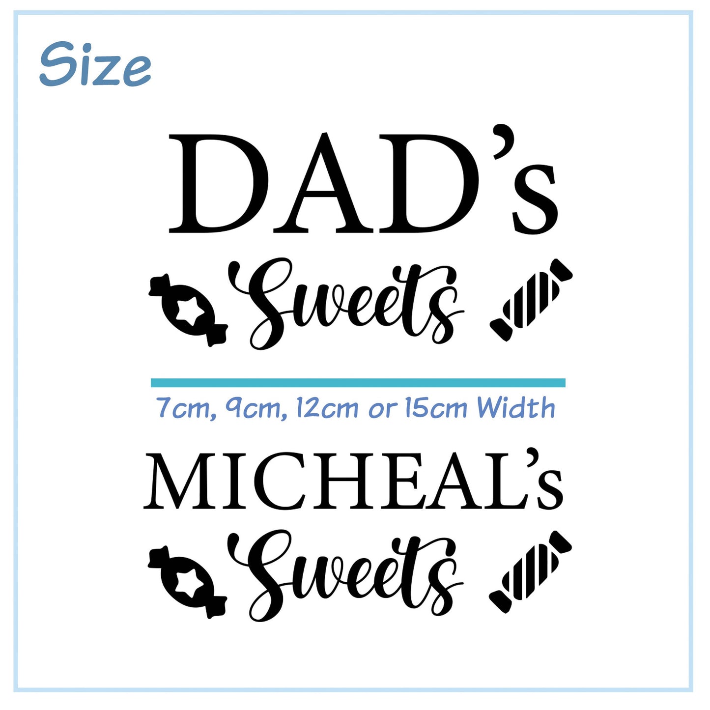 Personalised Sweet Jar Sticker Father's Day Name Glass Vinyl