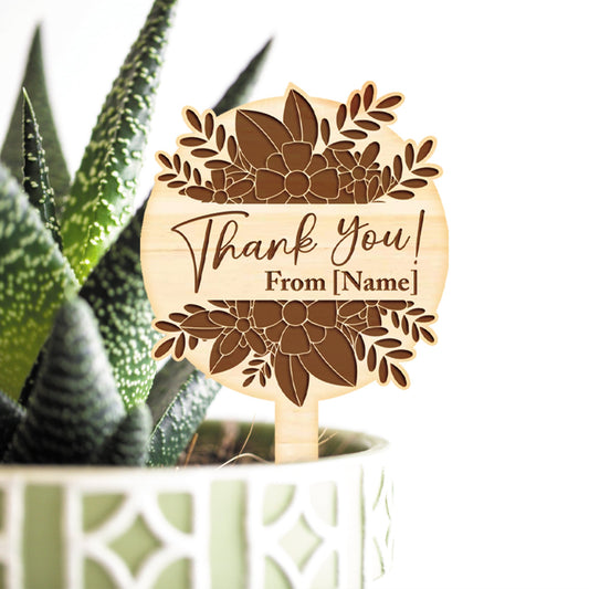 Thank You Gift - Elegant Plant Tag - Cute Thoughtful Plant Gift, Small Present To Say Thanks With Personalised Name