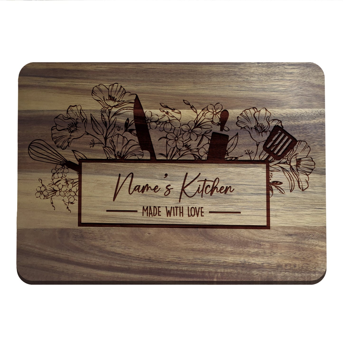 Personalised With Name & Beautifully Engraved Wooden Chopping board - Cutting Board, Kitchen, Cooking Gift -  Made With Love