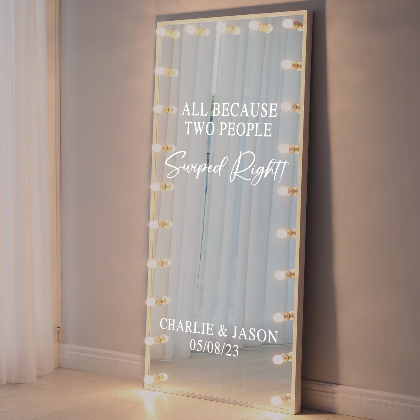 Swiped Right - Mirror Sticker For Wedding Photos & Selfies - Online Dating/ Tinder Vinyl Decal Sticker for DIY Wedding Easy to Apply Decal