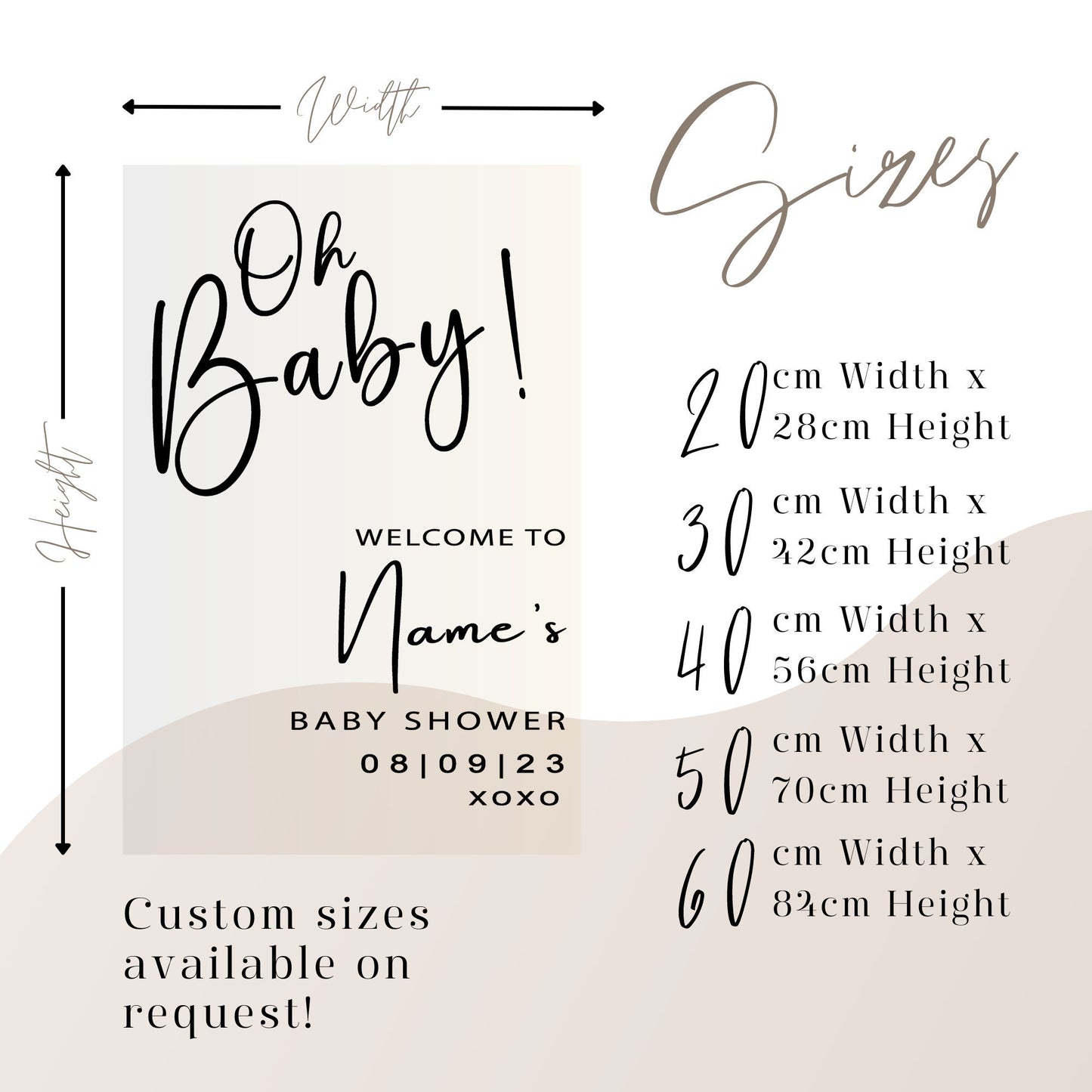 Oh Baby! - Personalised Baby Shower Welcome Sticker Decal For DIY Decorative Sign, Modern Party Decor, For Mirror or Board - Easy To Apply