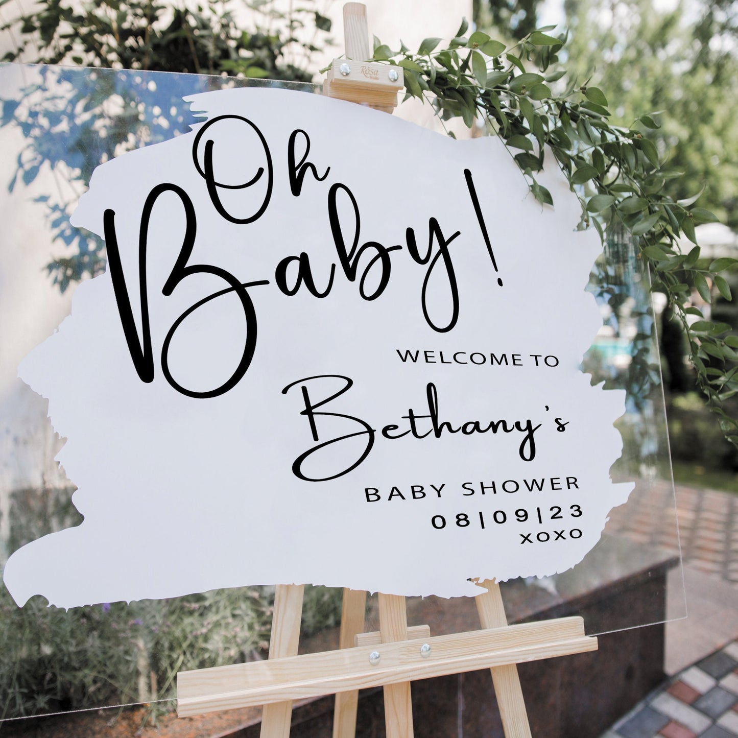 Oh Baby! - Personalised Baby Shower Welcome Sticker Decal For DIY Decorative Sign, Modern Party Decor, For Mirror or Board - Easy To Apply