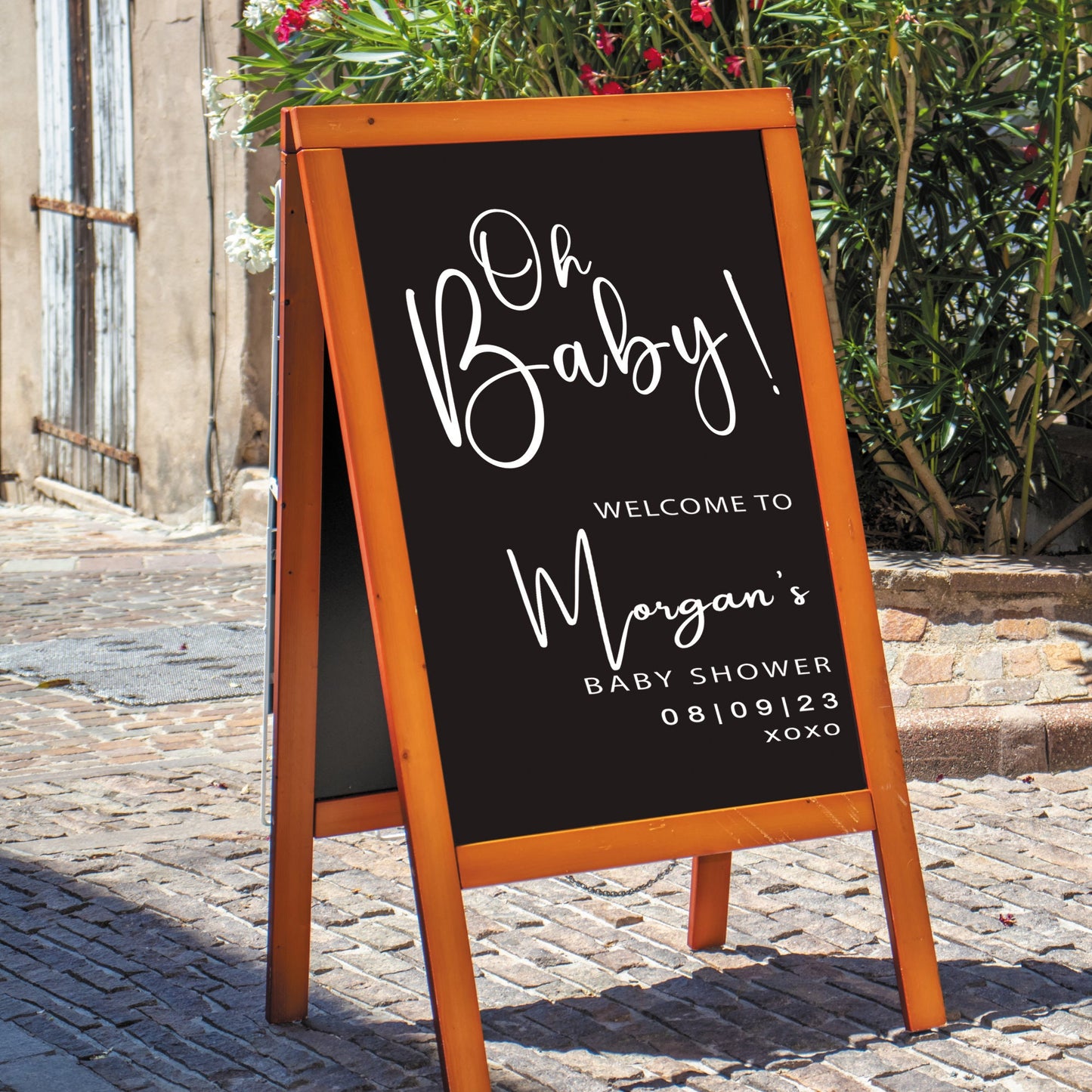 Oh Baby! - Personalised Baby Shower Welcome Sticker Decal For DIY Decorative Sign, Modern Party Decor, For Mirror or Board - Easy To Apply