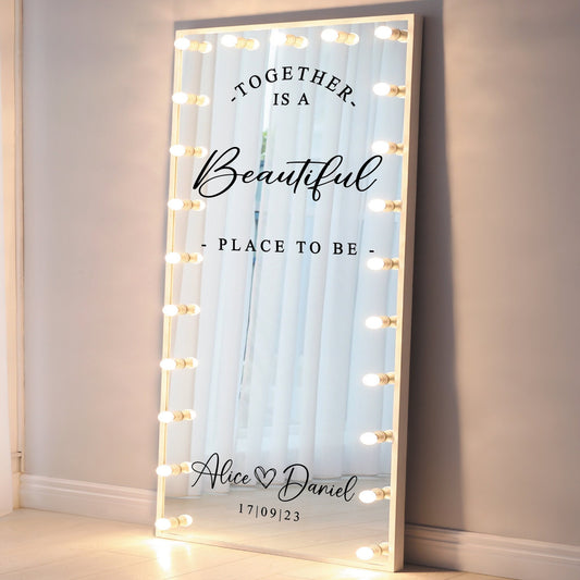 Together Is A Beautiful Place - Personalised Wedding & Anniversary Party Welcome Selfie Mirror or Sign Decal Sticker for DIY Decor
