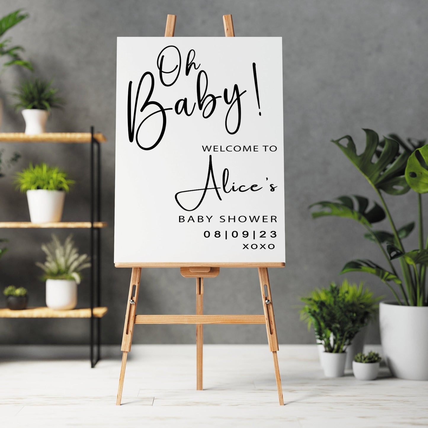 Oh Baby! - Personalised Baby Shower Welcome Sticker Decal For DIY Decorative Sign, Modern Party Decor, For Mirror or Board - Easy To Apply