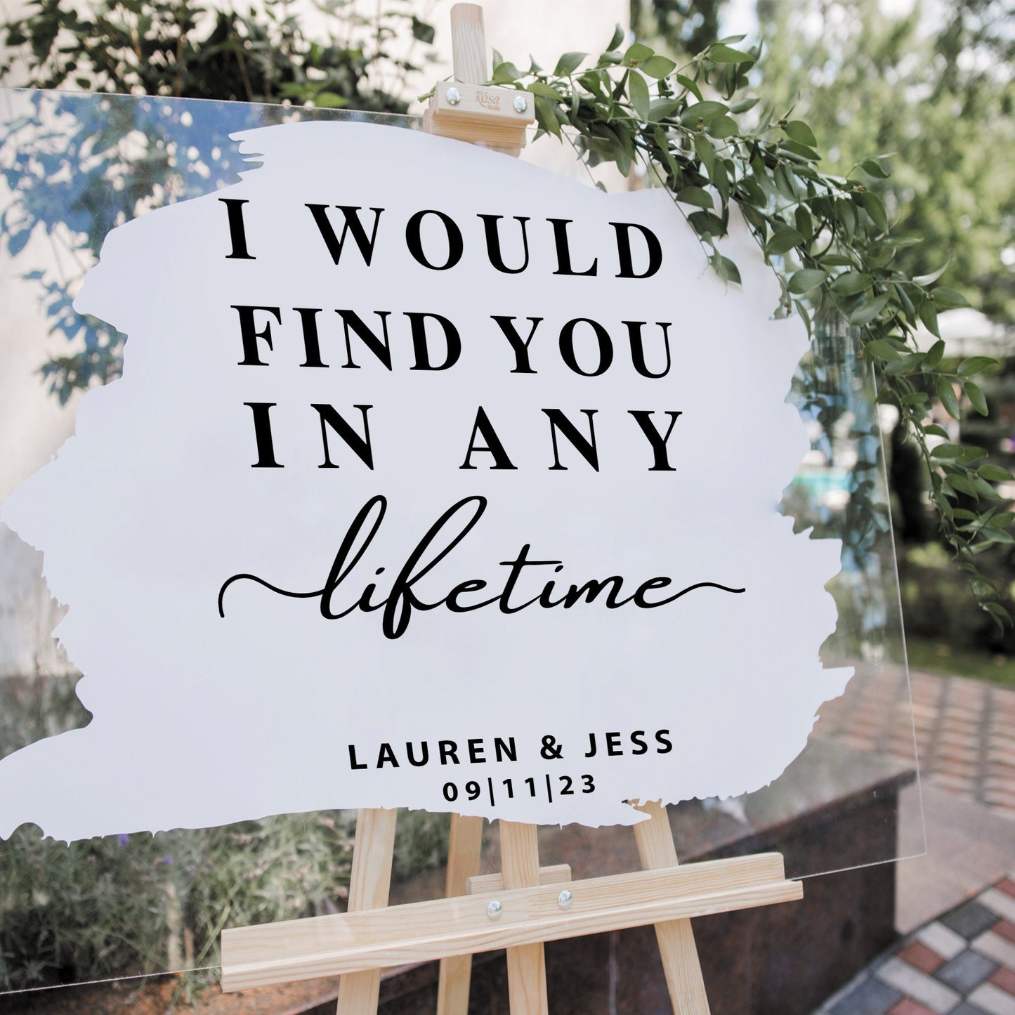Wedding Quote Mirror Sticker - I'd Find You In Any Lifetime Personalised Name & Date DIY Mirror Sign Decal, Party Decor, Guest Photos