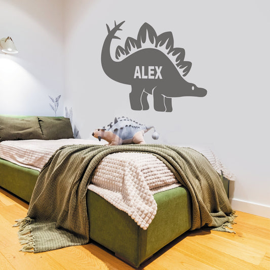 Personalised Stegosaurus Dinosaur Wall Sticker - Jurassic Themed Home Decor - Great Wall Decal For Kids Bedroom, Playroom Or Nursery
