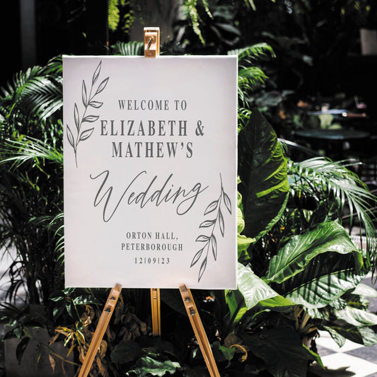 Wedding Welcome, Location & Leaves Sticker - Personalised Welcome Sticker Decal For DIY Wedding Sign/Mirror, Custom Wedding Party Decor