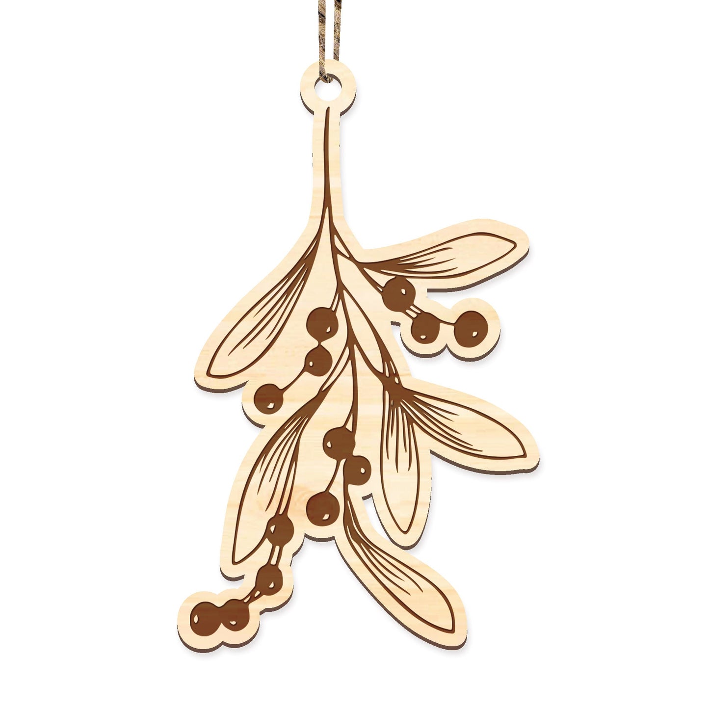 Mistletoe Ornament - Cute Rustic Wooden Ornament, Mistletoe Bauble Christmas Seasonal Home Decor, Xmas Tree Decoration, Hanging Mistletoe